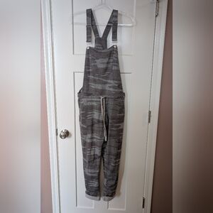 Z Supply Charcoal/Green Camo Knit Overalls